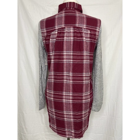 Make + Model Women XXS Snap Button Flannel Purple Plaid Long Sleeve - Picture 4 of 11
